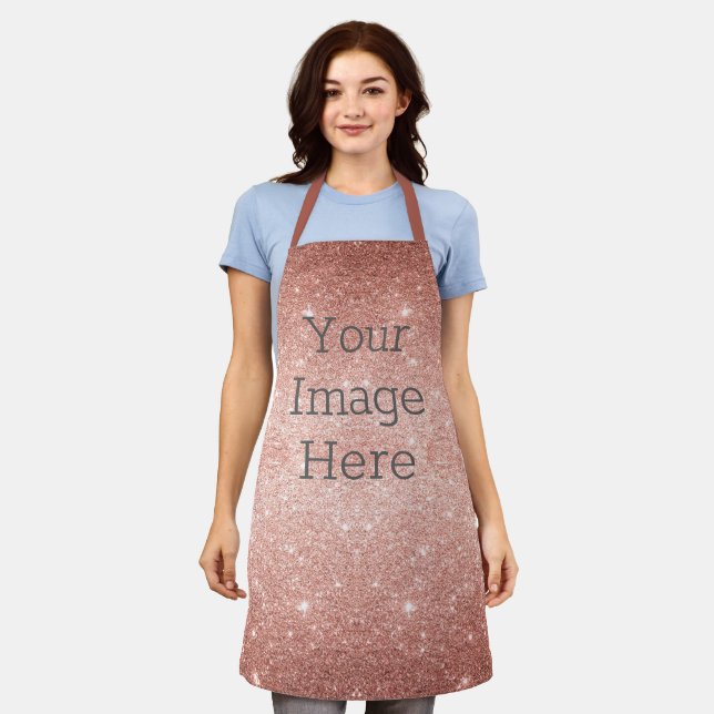 Create Your Own Metallic Rose Gold Glitter Foil Apron (Worn)