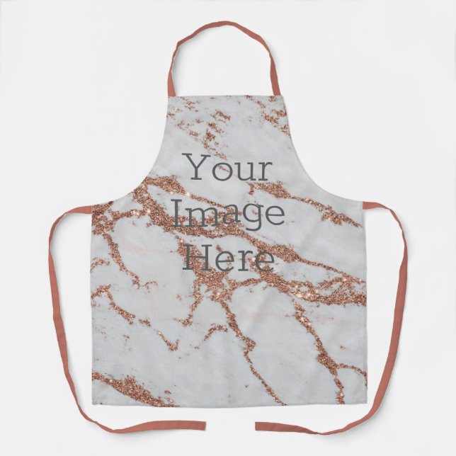 Create Your Own Metallic Rose Gold Wht Faux Marble Apron (Front)