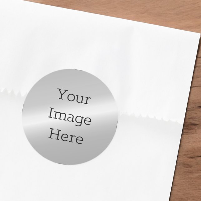 Create Your Own Metallic Silver Faux Platinum Foil Classic Round Sticker (Creator Uploaded)