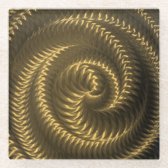 Create Your Own - Metallic Spiral - Gold Glass Coaster (Front)