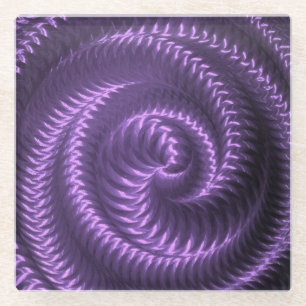 Create Your Own - Metallic Spiral - Purple Glass Coaster