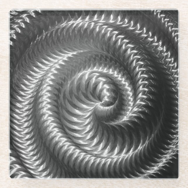 Create Your Own - Metallic Spiral - Silver Glass Coaster (Front)