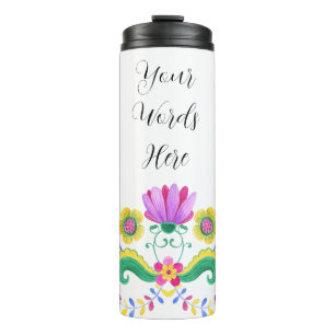 Create Your Own Mexican Folk Art Flowers Thermal Tumbler