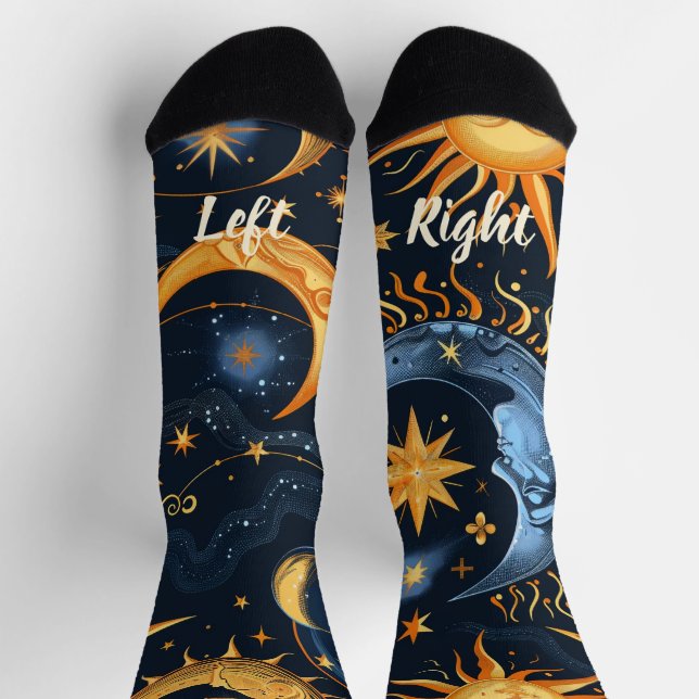 Create Your Own Midnight Blue & Gold Celestial Socks (Top)