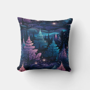 Create Your Own Midnight Purple Christmas Trees Cushion