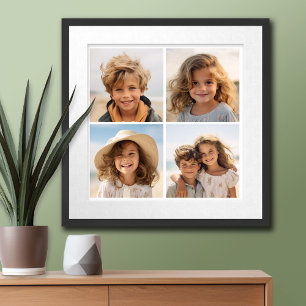Create Your Own Minimal 4 Photo Collage - White Poster