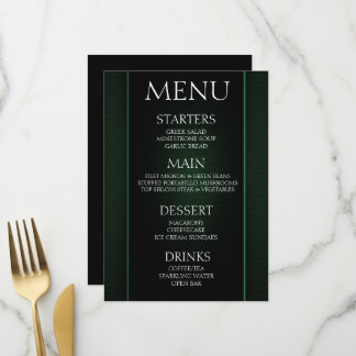 Create Your Own - Minimalist Black Green Event Menu