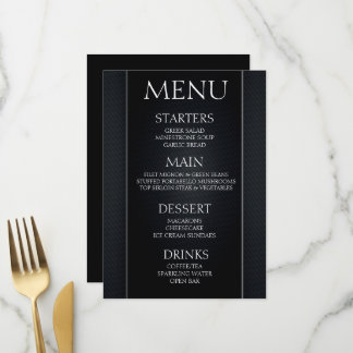 Create Your Own - Minimalist Black Grey Event Menu