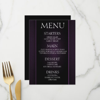 Create Your Own - Minimalist Black Purple Event Menu