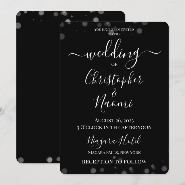 Create Your Own Minimalist Bokeh Edge Wedding Invitation (Front/Back)