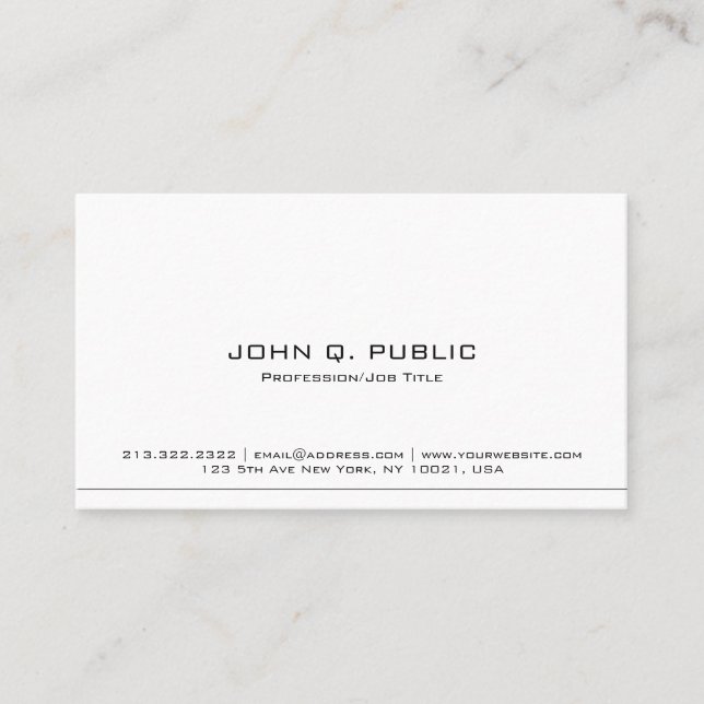 Create Your Own Minimalist Modern Elegant Plain Business Card (Front)
