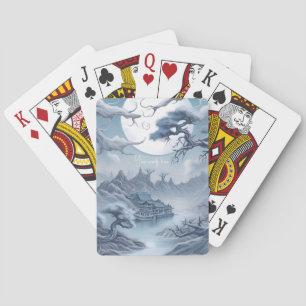 Create Your Own Misty Blue Landscape Playing Cards