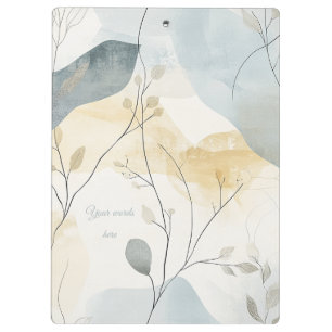 Create Your Own Misty Grey Gold Floral Minimalist Clipboard