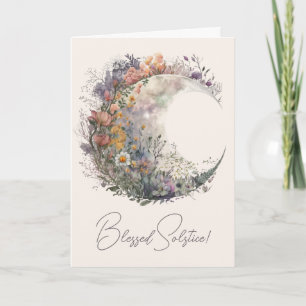 Create Your Own Misty Spring Floral Crescent Moon Holiday Card