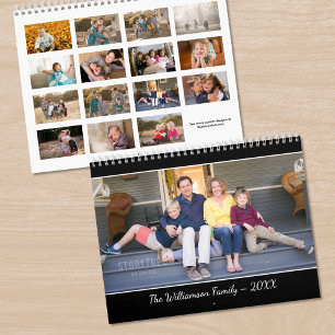 Create Your Own Modern 15 Month Black Photo Calendar