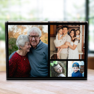 Create Your Own Modern 4 Family Collage Black Photo Block