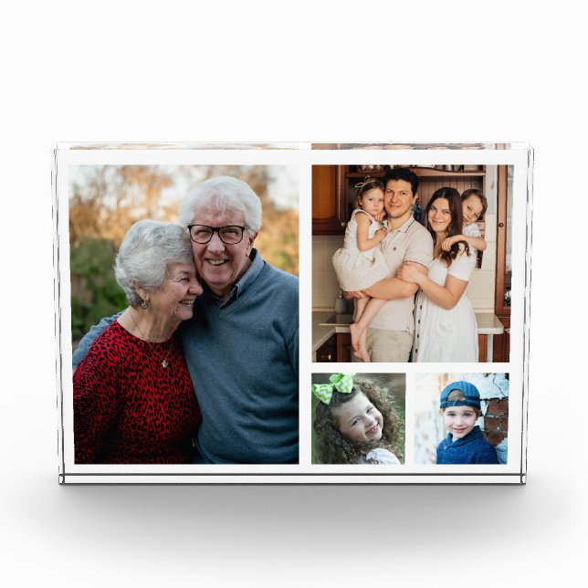 Create Your Own Modern 4 Family Photo Collage  Block (Front)