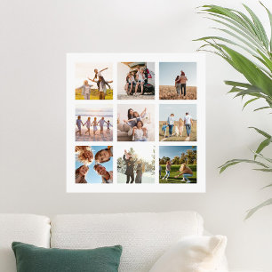 Create Your Own Modern 9 Photo Collage Square Poster