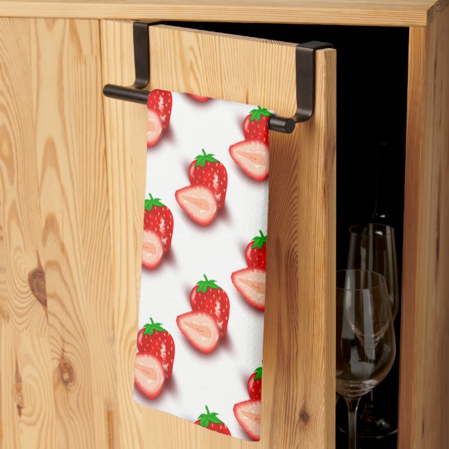 Create Your Own Modern Design Strawberry Template Tea Towel (Thirds Fold)