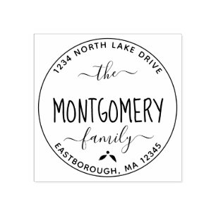 Create Your Own Modern Family Name Return Address Rubber Stamp