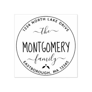 Create Your Own Modern Family Name Return Address Rubber Stamp