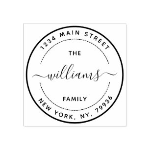Create Your Own Modern Family Name Return Address Rubber Stamp