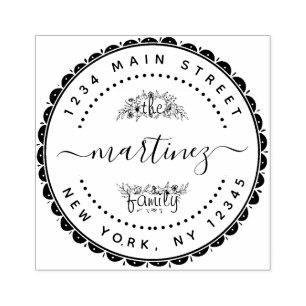 Create Your Own Modern Family Name Return Address Rubber Stamp