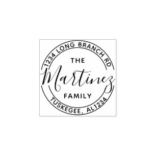 Create Your Own Modern Family Name Return Address  Rubber Stamp