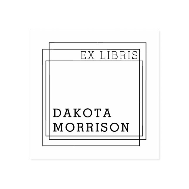 Create Your Own Modern Geometric Ex Libris Name Rubber Stamp (Imprint)