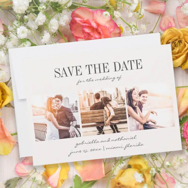 Create Your Own Modern Handwritten 3 Photo Save The Date (Creator Uploaded)