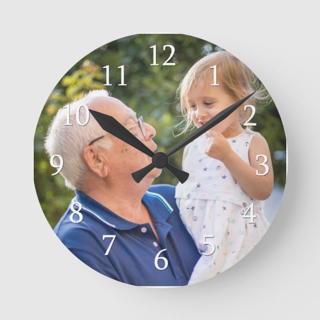 Create Your Own Modern  One Photo   Round Clock (Front)