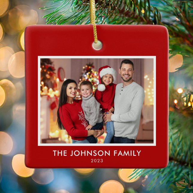 Create Your Own Modern Personalised Family Photo Ceramic Ornament (Creator Uploaded)