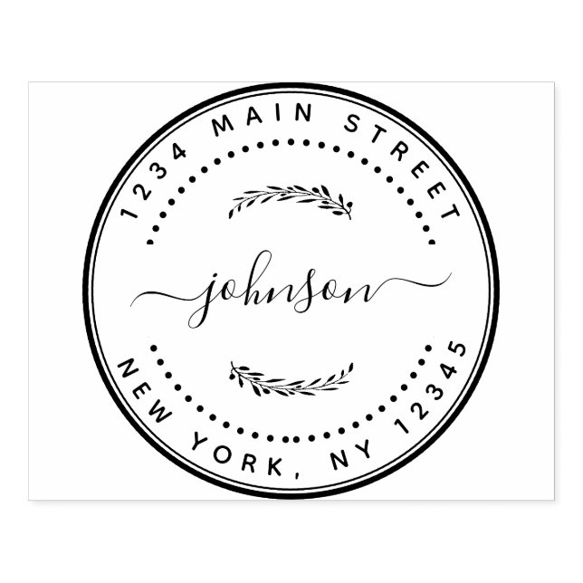 Create Your Own Modern Round Return Address Rubber Stamp (Imprint)