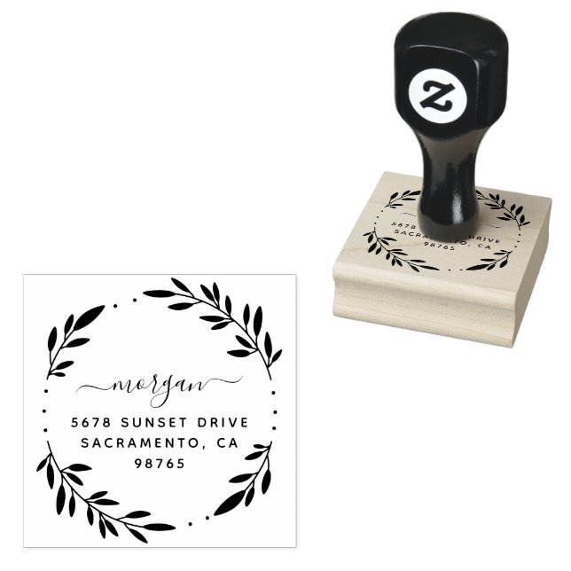 Create Your Own Modern Round Return Address Rubber Stamp (Stamped)
