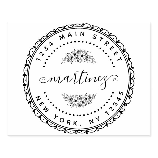 Create Your Own Modern Round Return Address Rubber Stamp (Imprint)