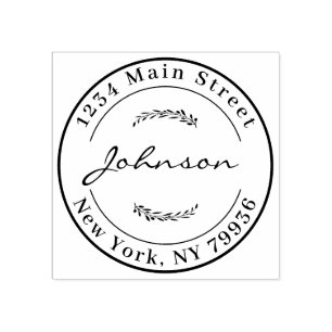 Create Your Own Modern Round Return Address Rubber Stamp