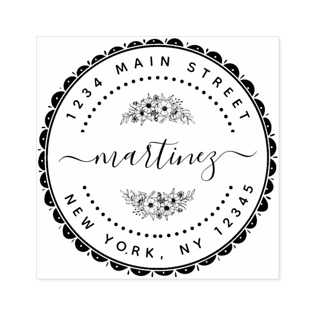 Create Your Own Modern Round Return Address Rubber Stamp (Imprint)
