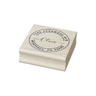 Create Your Own Modern Round Return Address Rubber Stamp