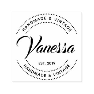 Create Your Own Modern Round Return Name Self-inking Stamp