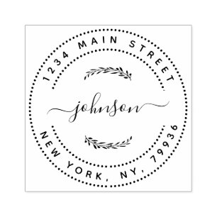 Create Your Own Modern Round Return Return Address Rubber Stamp