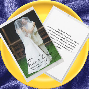 Create Your Own Modern Script Simple Photo Wedding Thank You Card