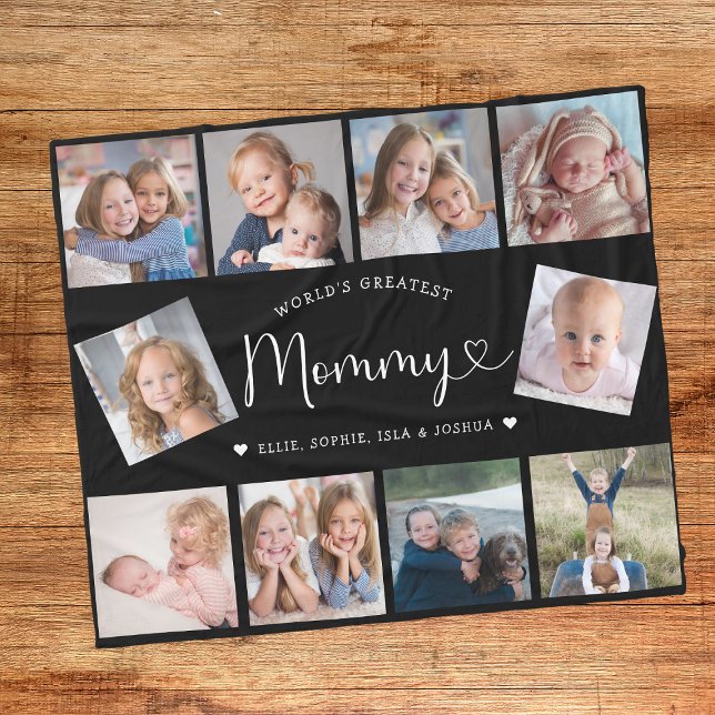Create Your Own Mommy Photo Collage Modern Fleece Blanket (Creator Uploaded)