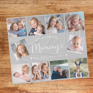Create Your Own Mommy Photo Collage Modern Fleece Blanket