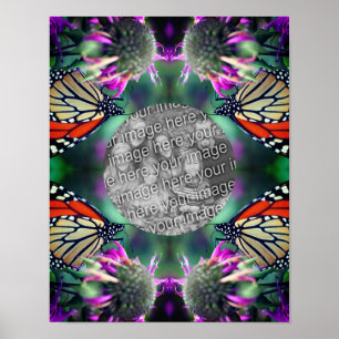 Create Your Own Monarch Butterfly On Flower Frame  Poster