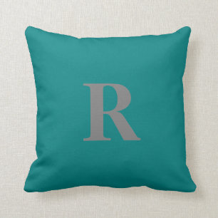 Create Your Own Monogram Grey and Teal Pillow