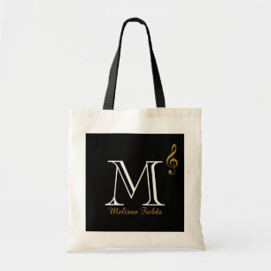 create your own monogram music tote bag