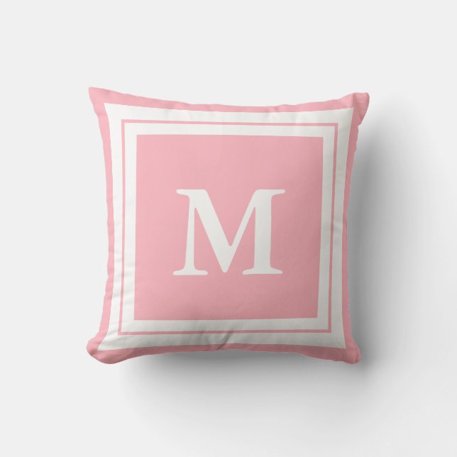 Create Your Own Monogram Pale Pink and White Cushion (Front)