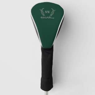 Create your own monogram personalised dark green golf head cover