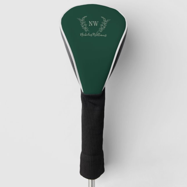 Create your own monogram personalised dark green golf head cover (Front)