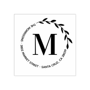 Create Your Own Monogram Round Return Address Rubber Stamp